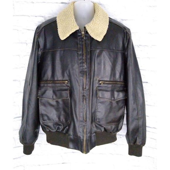 Levi's Other - Levi's Vegan Leather Dark Brown Bomber Jacket XXL